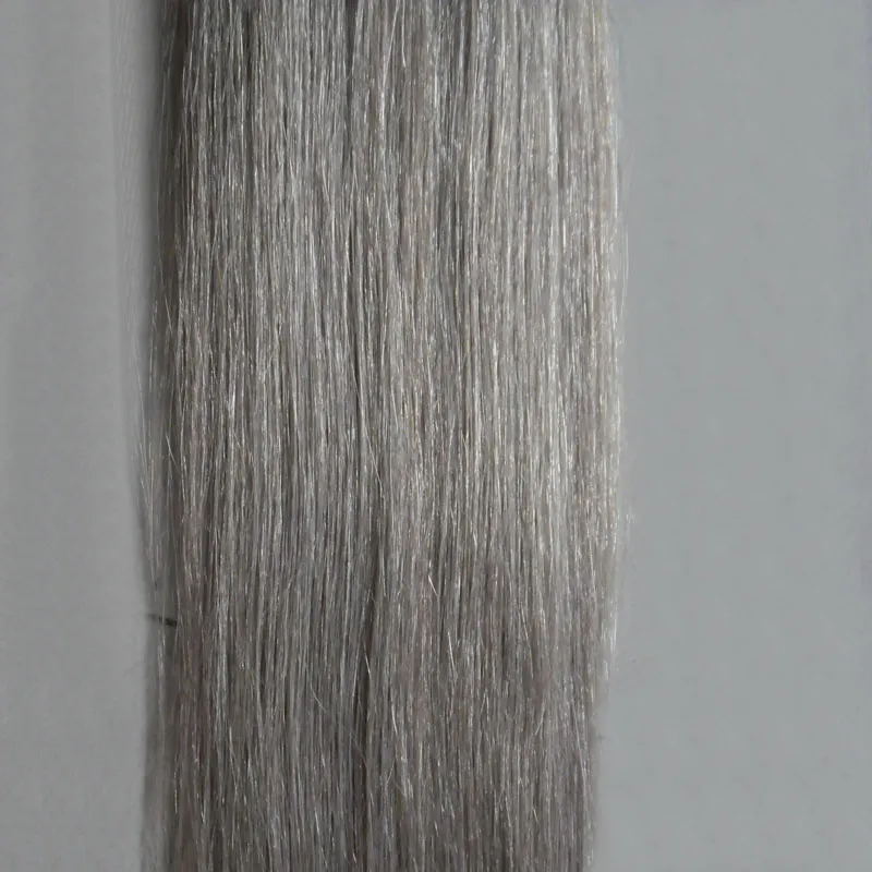 Cinta de extensiones de cabello gris plateado en extensiones de cabello humano 12 