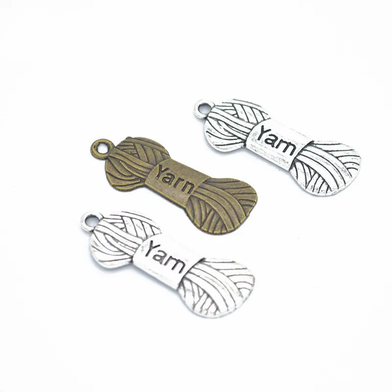 Bulk 300 pcs Yarn Charms Sewing Pendants Antique Silver Tone & Antique bronze 31*12mm good for DIY craft