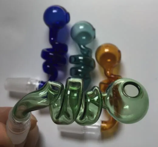 Newest Curved Pyrex Glass Oil Burner Pipe Glass Bowl Bucket Glass Smoking Pipe 14mm Male Joint for Dab Rigs Water Bong