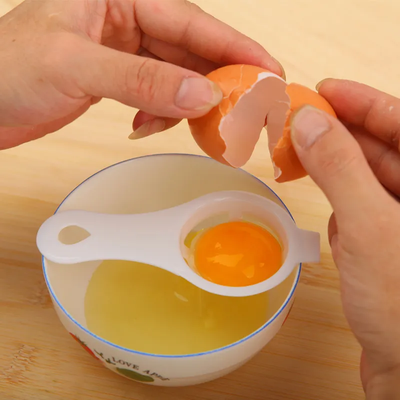 Griff-Ei-Teiler-Werkzeug, hochwertiges Frühstücks-Ei-Trenngerät, Küchen-Kochgerät, weißer Eigelb-Filter