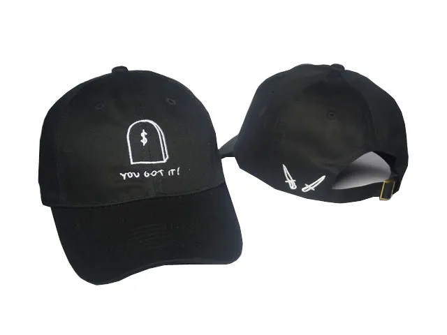 전체 gianni mora 모자 나는 당신에 대해 생각하는 가끔 야구 모자 고품질 골프 스냅백 희귀 모자 검은 흰색 곡선 CAP4505077