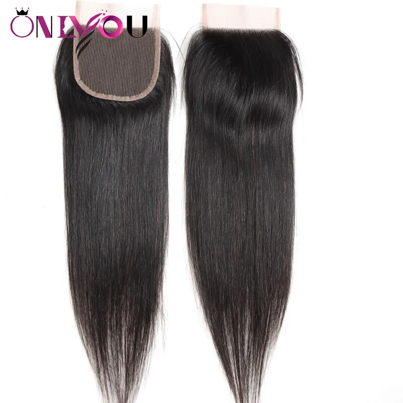 Перуанские прямые человеческие волосы, 3 пучка с 4x4 частями, кружевная застежка, волосы Remy, дешевые бразильские девственные волосы с3059036