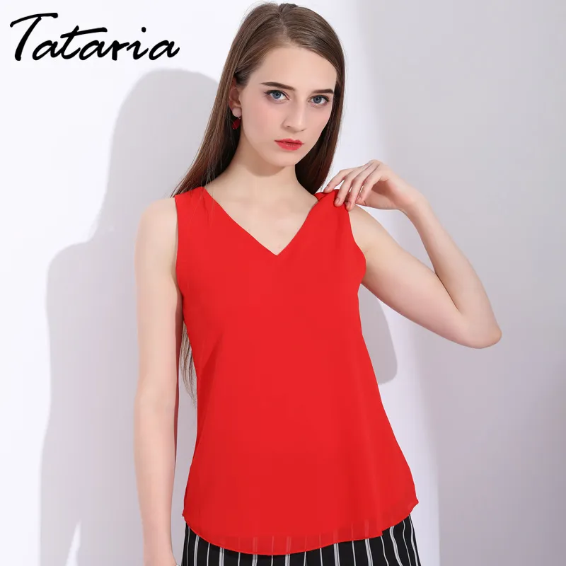 Tops Y Blusas Para Mujer Verano 2018 Blusa De Gasa Sin Mangas Para