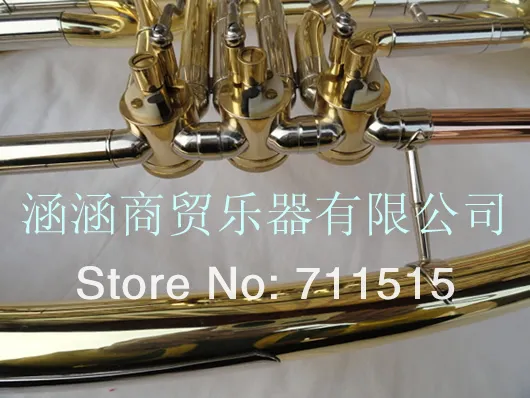 Golden Lacquer 3 Key Flat Bb Bass Tube French Horn Brand Musical Instrument With Mouthpiece And Nylon Case 