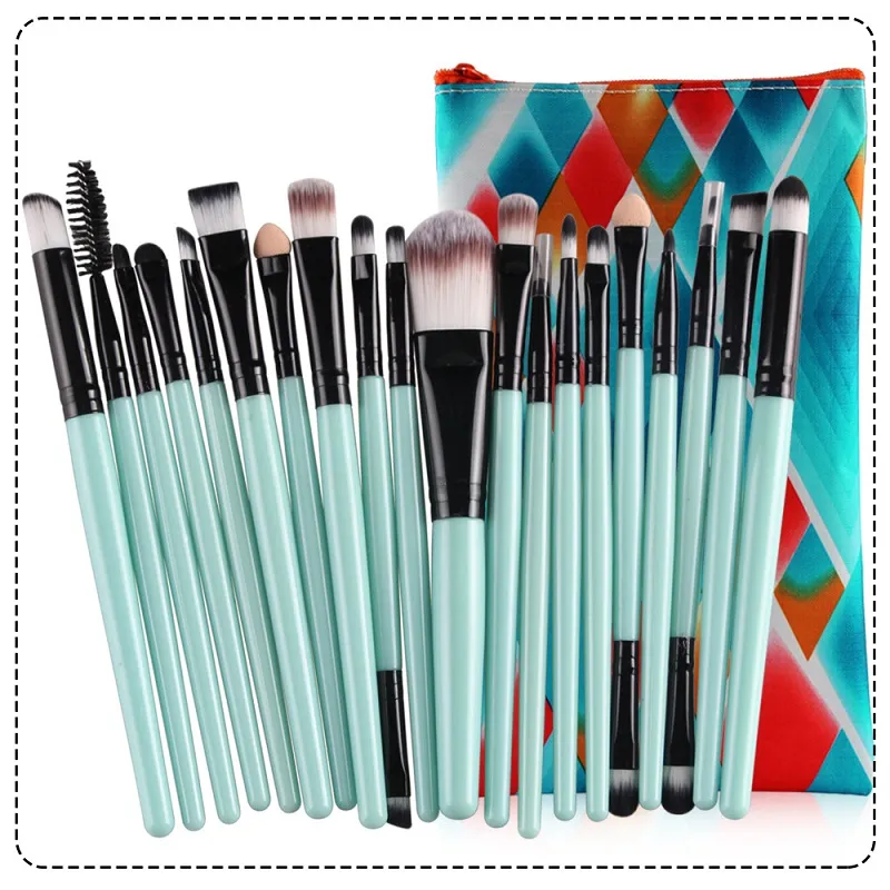 Professionell Makeup Brush Set Trähandtag Makeup Toalettsaker Kit Ull Make Up Brush Set With Holder Bag