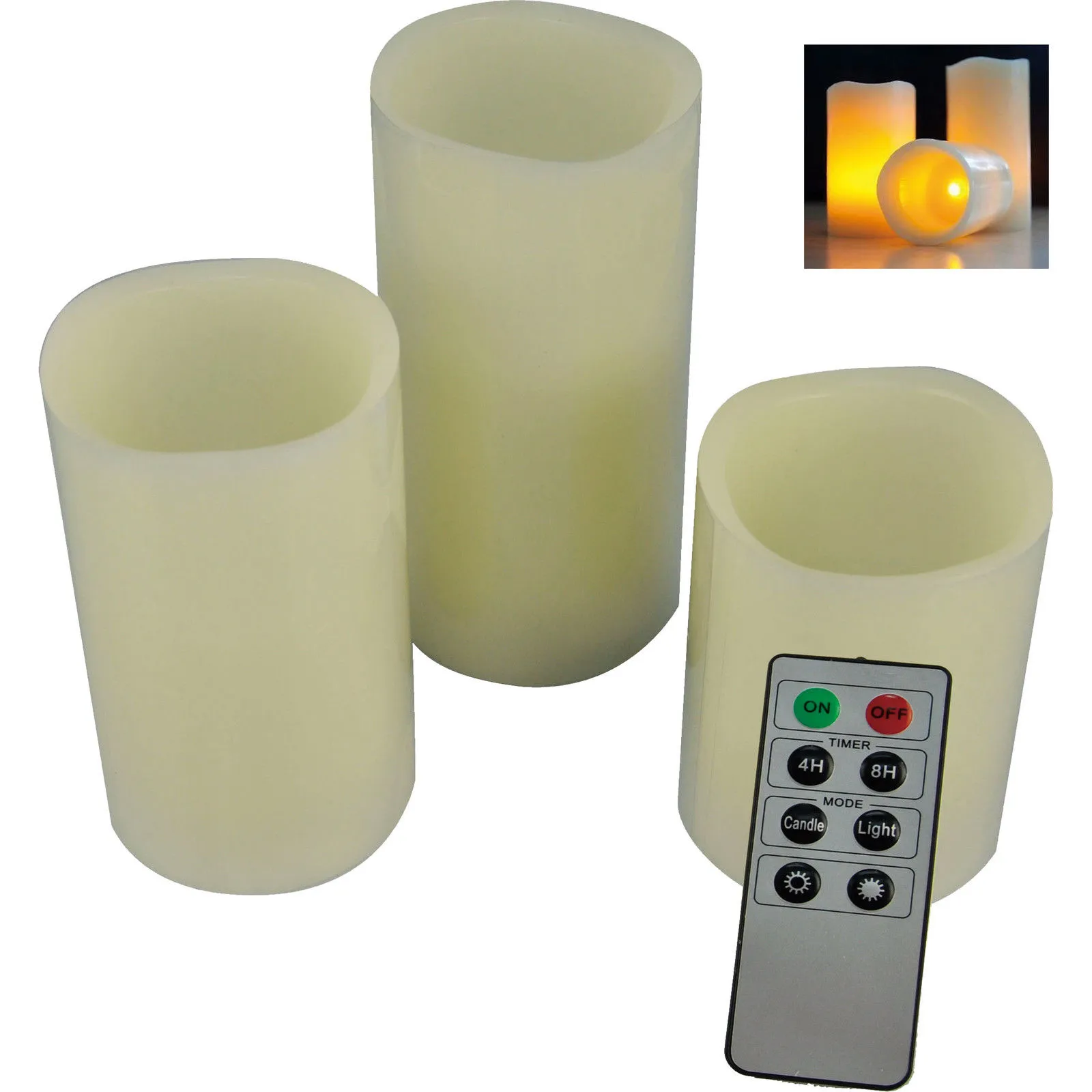 3 SmoothDrip Flickering Flame LED Remote Control Flameless Wax Mood Colour Ivory Candles Xmas Wedding Party7307809