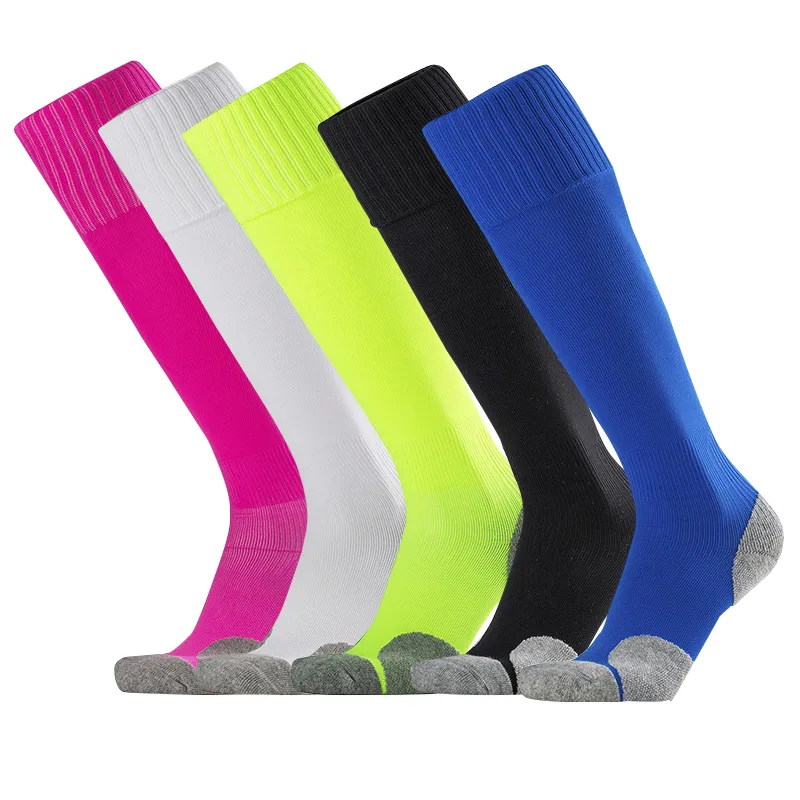 Chaussettes de football pour adultes Coton Hommes Bas de football sur le genou Chaussettes de sport en plein air pour hommes 40-46 Vente en gros et au détail