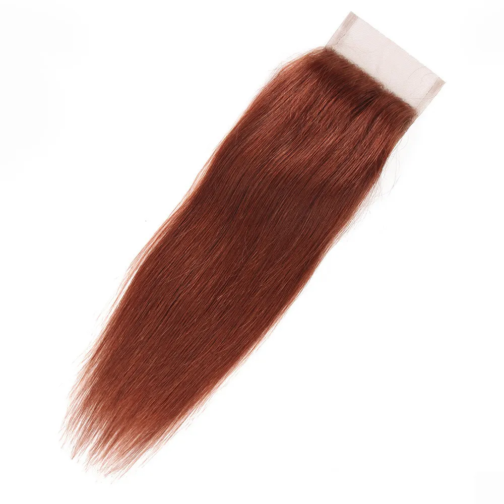 # 33 Cuivre Rouge Indien Cheveux Vierges Tisse Des Extensions De Trame Avec Fermeture En Dentelle 4x4 Vague De Corps Auburn Foncé 3 Bundles Offres Avec Fermeture Supérieure