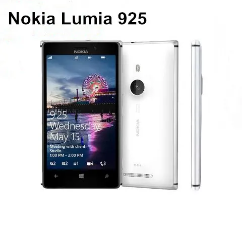 Remis à neuf d'origine Nokia Lumia 925 Windows Phone 4,5 pouces Dual Core 1 Go de RAM 16 Go de ROM 8,7 MP 4G LTE débloqué Smart Phone Free Post 1pcs