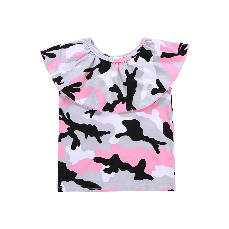 Bebê meninas roupas crianças Camuflagem Fora Do Ombro top + saias de couro PU 2 pçs / set 2018 ternos de verão Boutique crianças Conjuntos de Roupas C4088