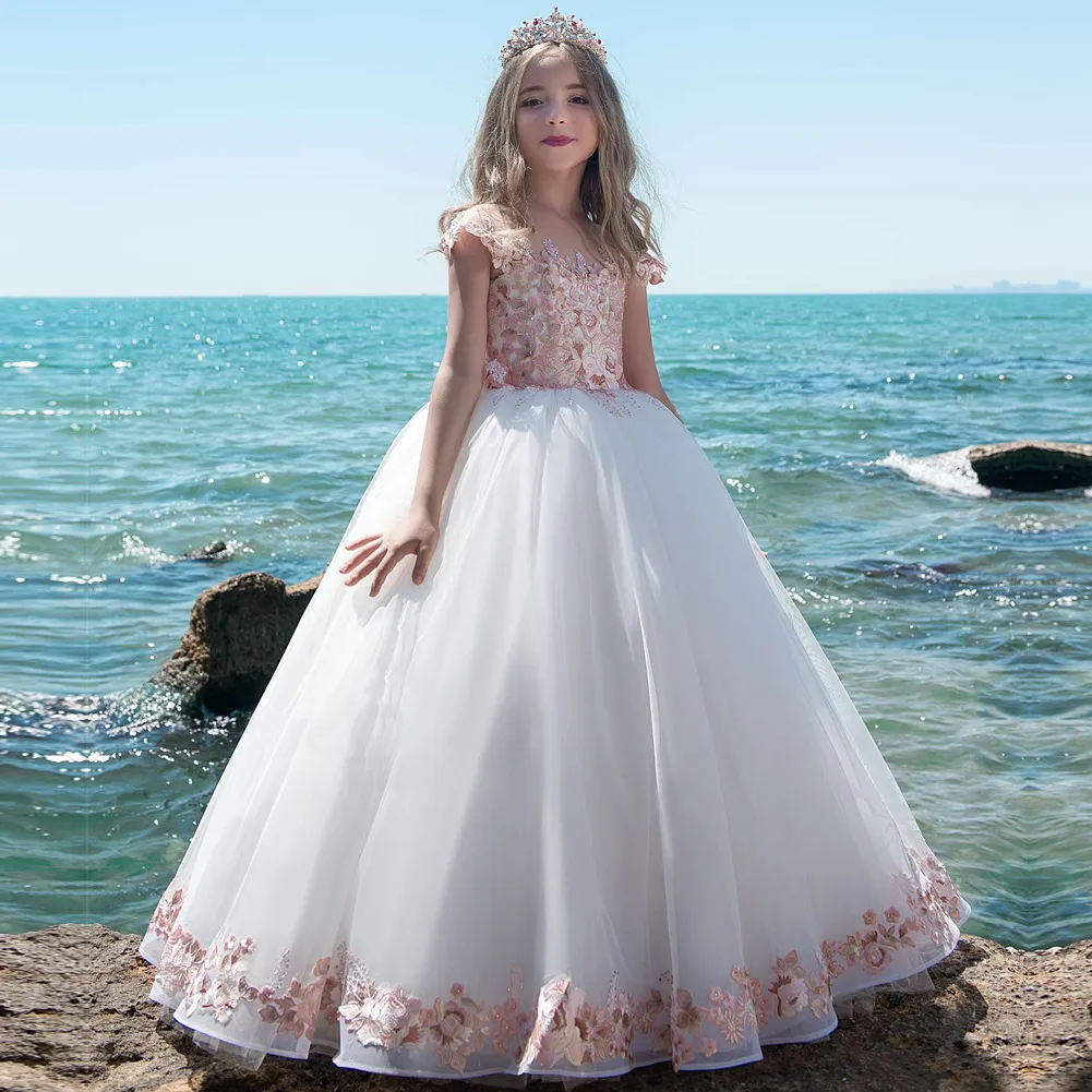 Cute Flower Girl Dresses 2019 With Cap Sleeves & Lace Up Back Europe ...