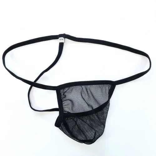 Herren C-Thru String Pouch Tanga G3447 Small Fishnet Contoured Pouch Kleiner Beutel mit begrenzter Abdeckung Unterwäsche Siehe Thru Mesh Polyester