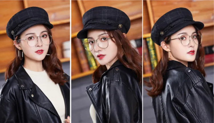 Woolen Imitation Cap Beret Cap Octogonal Painter Benn Hat Men Cap Beret Hats Winter Hats For Women Vintage Flat Female