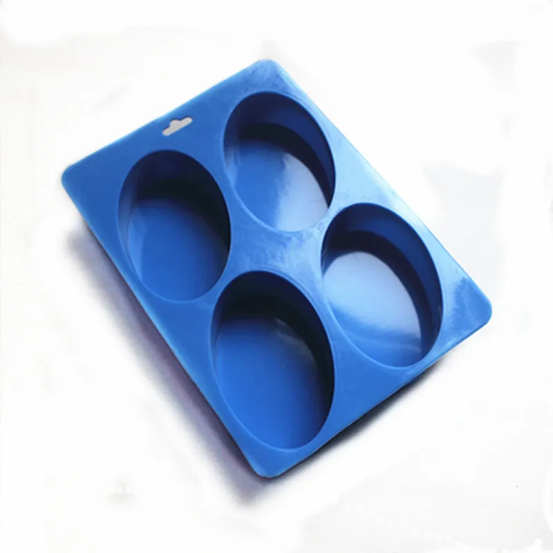 4-håls ovala silikonkaka Chokladtvål Pudding Jelly Candy Cookie Ice Biscuit Mold Mold Pan Bakeware Wholesales