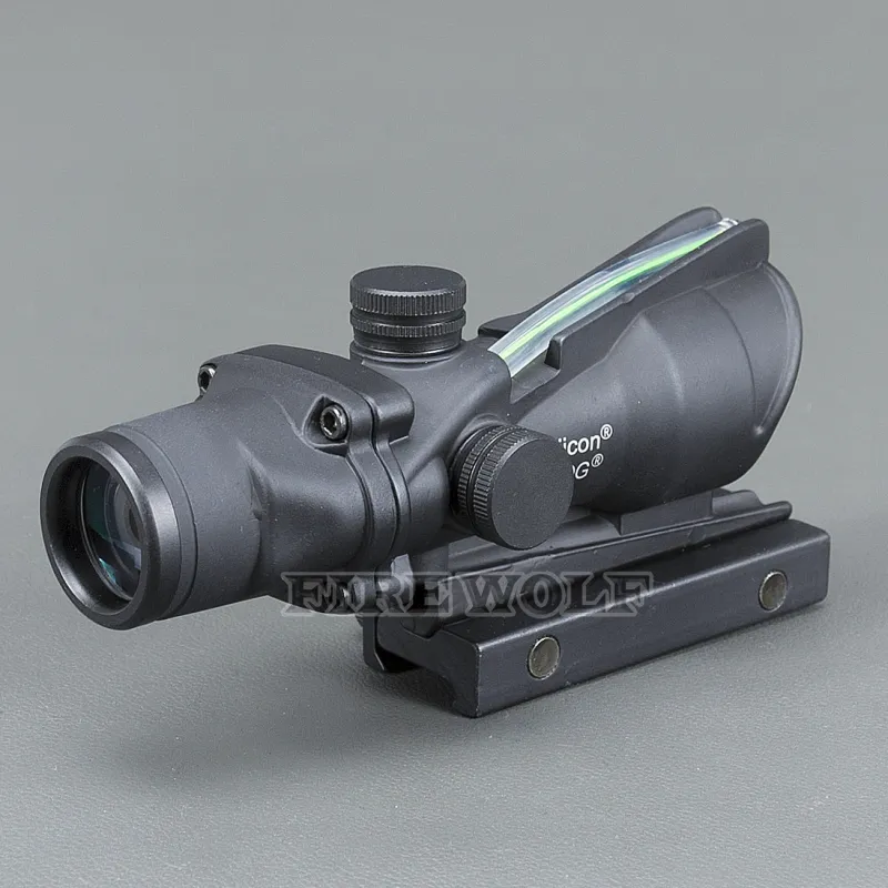 Trijicon Black Tactical 4x32 Scope Sight Real Fiber Optics Green Illuminated Tactical Riflescope med 20mm svindel för jakt4246640