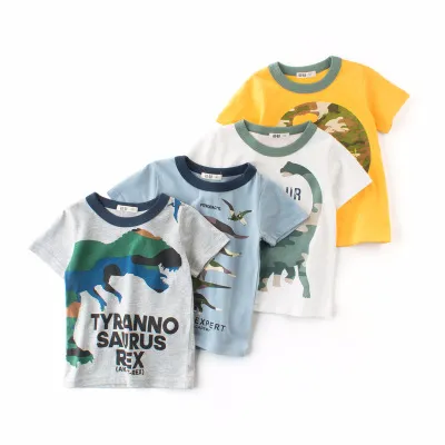 Nouveau Bébé Garçon Vêtements Mignon Garçons À Manches Courtes T-shirt En Coton Col Rond Bande Dessinée De Dessin Animé Dinosaure Camouflage Imprimer Vêtements Enfants Fahion 2018 Enfants Garçons