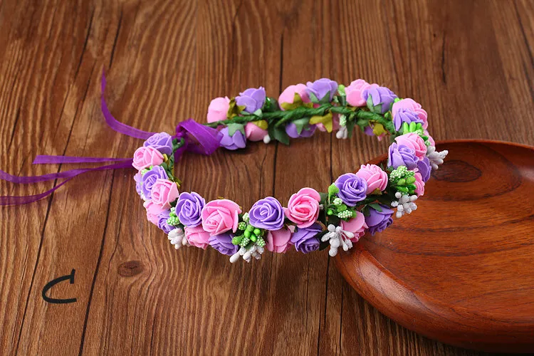 Accesorios de boda más vendidos, corona nupcial colorida de verano hecha a medida, diademas nupciales de flores de seda baratas