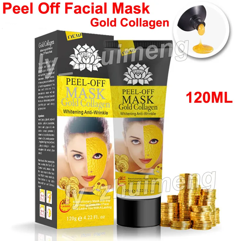 Peel Off Facial Mask 골드 콜라겐 딥 클렌징 120ml 크리스탈 마스크 블랙 헤드 리무버 페이스 마스크 스킨 케어 무료 배송