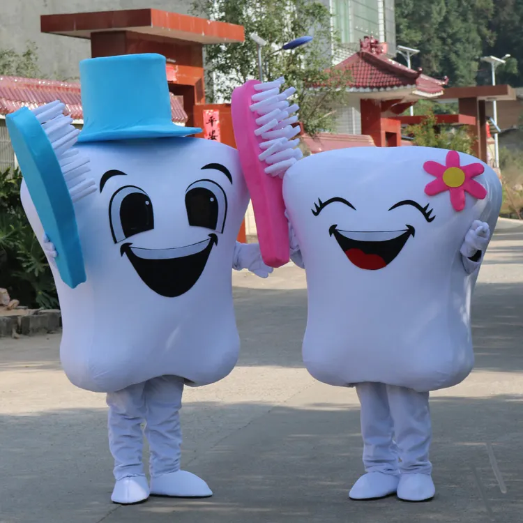 Diş Maskot Kostümleri Animasyonlu tema diş fırçası Cospaly Karikatür maskot Karakter yetişkin Cadılar Bayramı Karnaval parti Kostüm