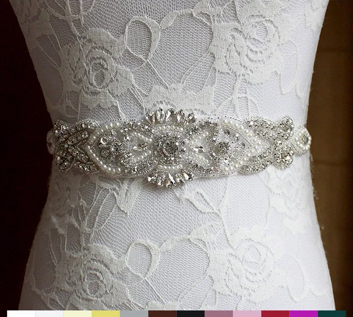 New Wedding Accessories Belt Bridal Sash Wedding Princess Rhinestone Belt Girl Flower Bridesmaid Dress Sash Multi Color Ribbon SW54