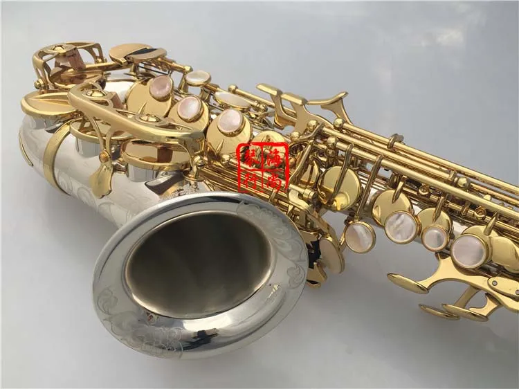 Varumärke Instrumentyanagisawa SC-9937 Böjd professionell sopransaxofon silvermässing mässing Sax munstycke lappar kuddar vassar böjhals