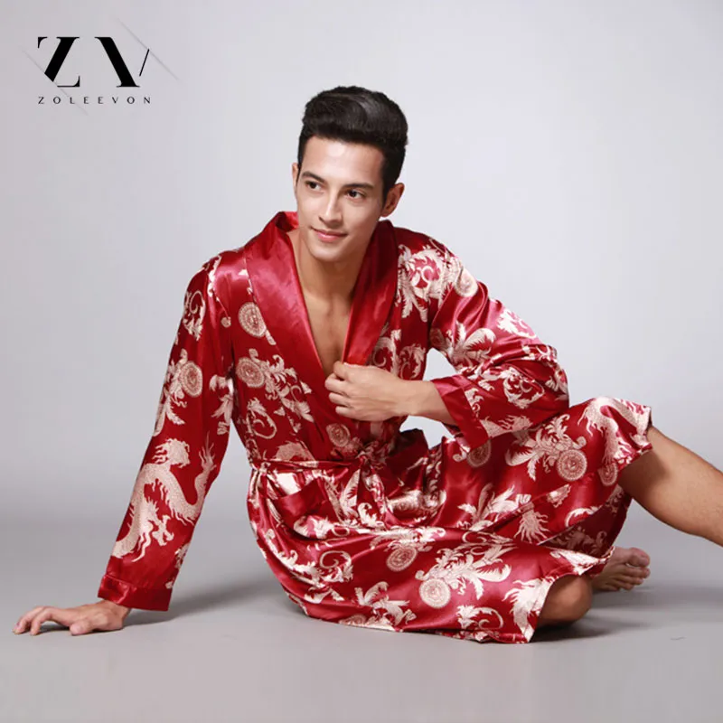 Mens long silk clearance robe