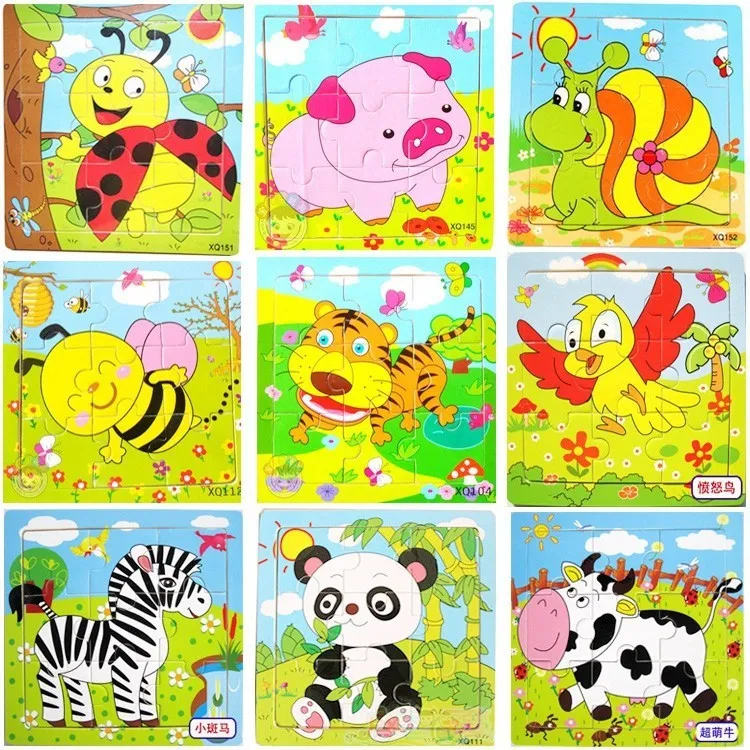 5 parts educational animals vehicles zebra car digger ship train puzzle toys goose factory cost wholesale 5 sets or more