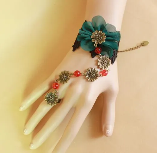 free new A vintage gothic lace bracelet with a malachite green chiffon crystal bracelet with an elegant classic