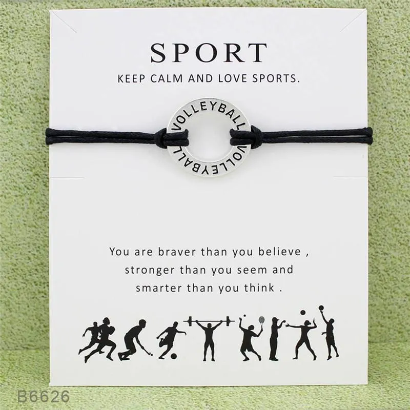 New Silver Tone Circle Volleyball Charm Bracelets & Bangles Women Girls Blessing Card Wristband Friendship Infinity Gifts