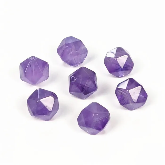 2018 New High Polished Through Hole Natural Amethyst Facet Beads 6