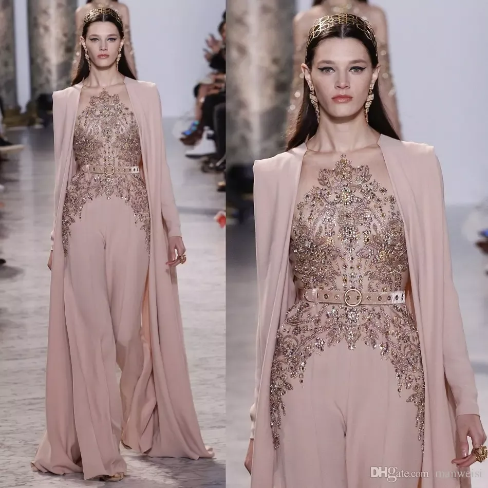 Elie Saab 2020 aftonklänningar långärmade skira juvelpärlor balklänningar chiffong specialtillverkad klänning för speciella tillfällen