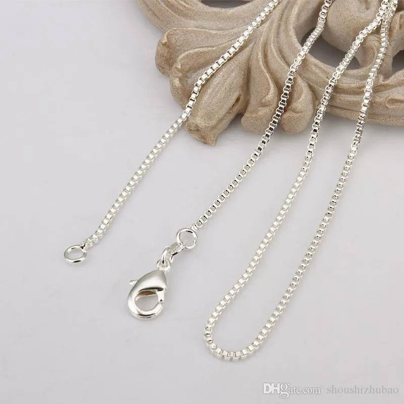 16 Inch Byzantine Box Chain Necklace 925 Sterling Silver Plated