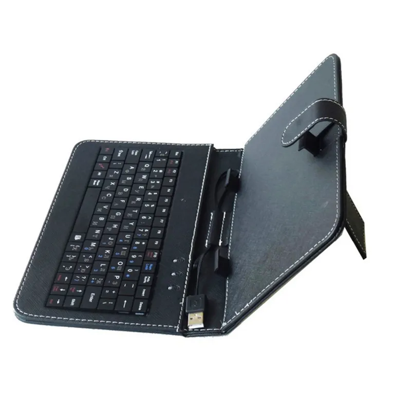 8 Universal Wired Tablet Keyboard PU Leather Case Cover For IOS Windows
