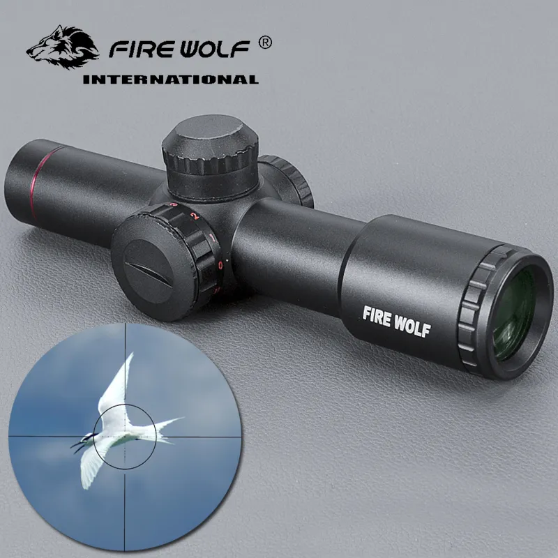 FIRE WOLF Tactical AK47 AK74 AR15 Hunting scope 4.5X20 Red Illumination Mil-Dot Riflescope For Airsoft Sniper Rifle