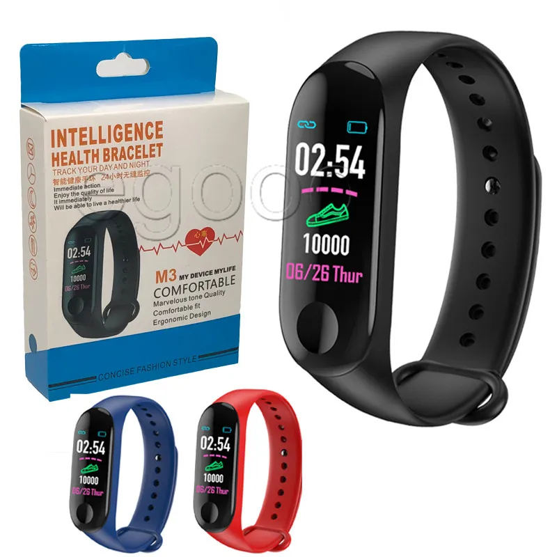 M3 Bracelet intelligent HD Bluetooth FitnessTracker surveillance du sommeil fréquence cardiaque pression artérielle sport étanche activités rappeler