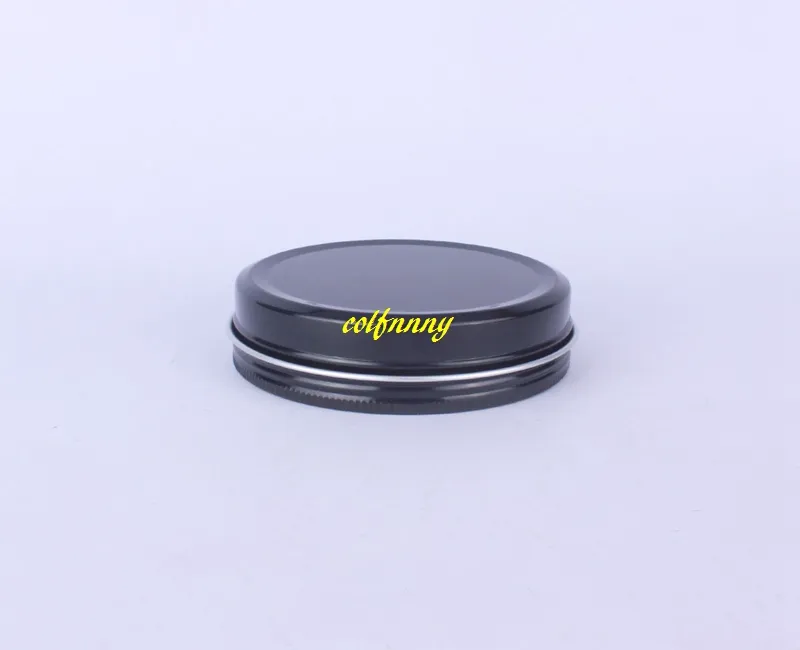 50 stks / partij 100g Black Aluminium Crème Jar Pot Nail Art Make Lip Gloss 100ml Lege Doos Cosmetische Metalen Tin Containers