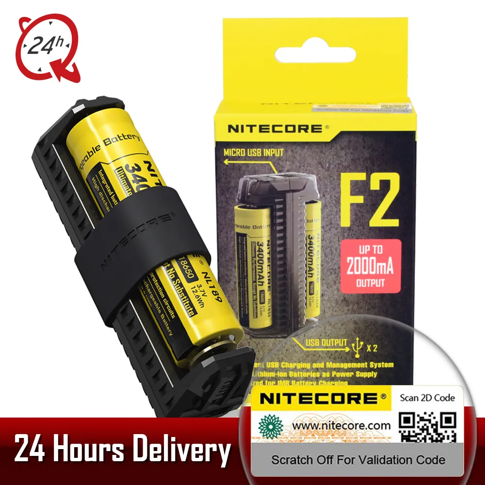 Nitcore F2 Dual Purpose Battery Charger Power Bank voor het opladen 18650 RC123 26650 14500 IMR / LI-ion batterijen