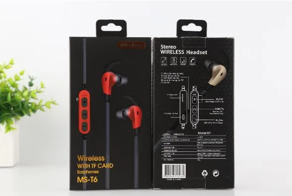 La tarjeta de MS-T6 TF se divierte los auriculares inalámbricos corrientes calientes del comercio exterior de los auriculares Bluetooth