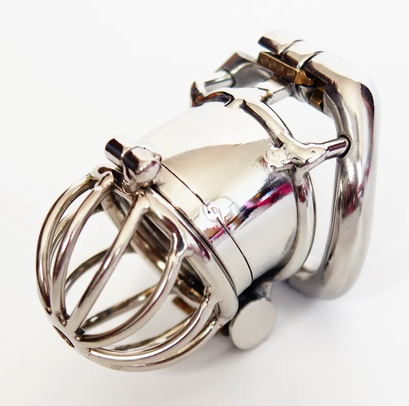 Double Lock Design Male Chastity Cock Cages Stainless Steel Chastity Device Metal Penis Lock Cock Ring Sex Toys For Men