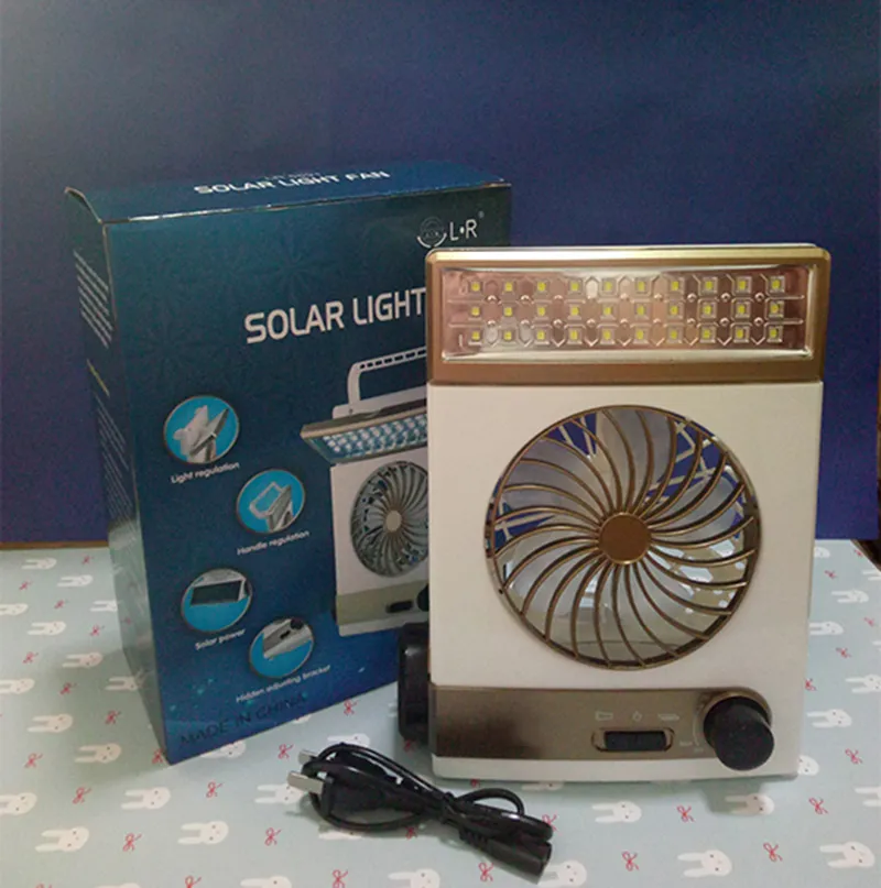 Portable Solar Fan LED tabelllampa 3 i 1 Multi-Function Eye Care Flashlight Light for Home Camping Solar Cooling Fans