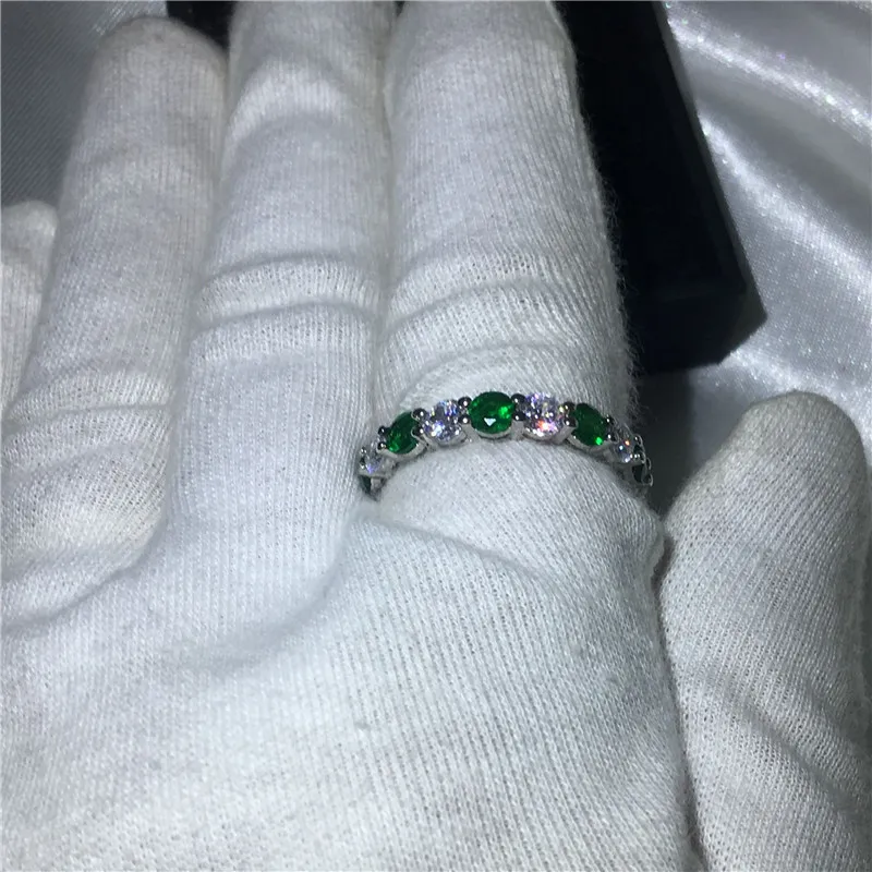 Enkel Fashio Kvinnlig oändlighetsring 925 Sterling silver Grön 5A zirkon Cz Förlovningsbröllopsringar för kvinnor Bröllopssmycken