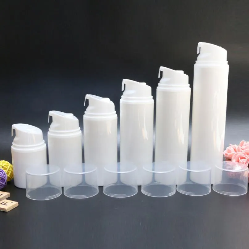 30 ml vide en plastique blanc ou clair pp bouteille sans air 30 ml bouteille de pompe à vide 1 oz contenant de lotion sans air LX1251