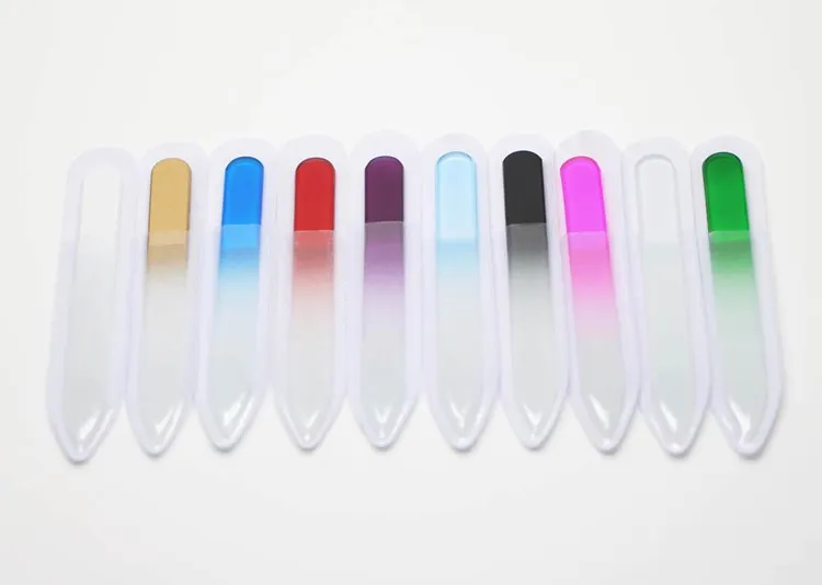 50X 3.5" /9CM Glass Nail Files with plastic sleeve Durable Crystal File Nail Buffer Nail Care Colorful