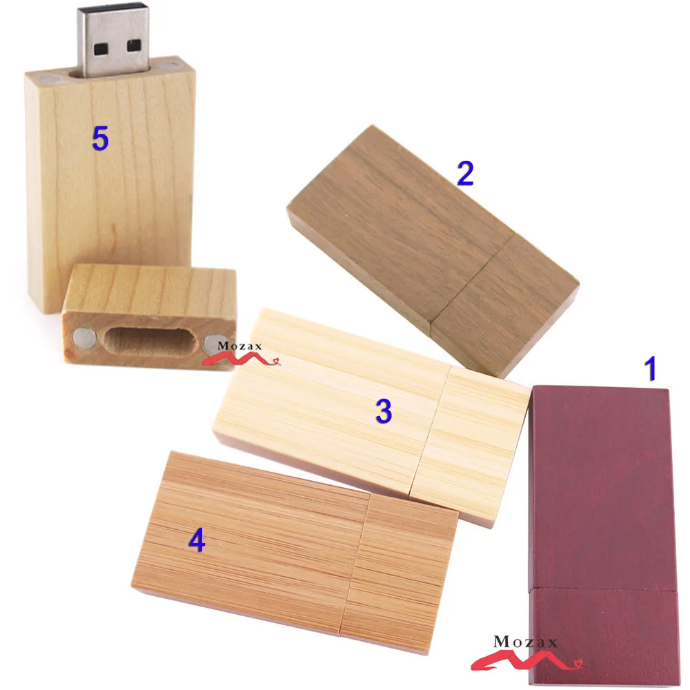 Wood USB Drive 10PCS 1GB 2GB 4GB 8GB 16GB Wooden Memory Flash Pendrive Sticks 2.0 True Storage Suit for Customize Logo 5 Colors Options