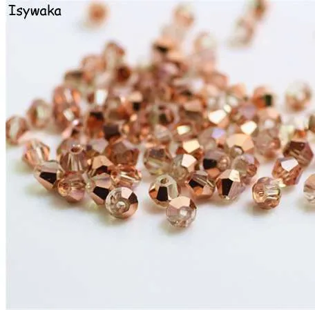 Isywaka vente rouge cuivre couleur 100 pièces 4mm Bicone autriche perles de cristal charme perle de verre perle d'espacement en vrac pour la fabrication de bijoux à bricoler soi-même