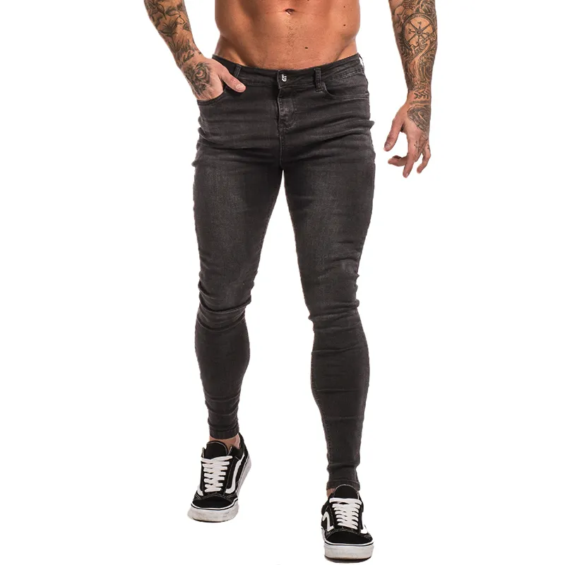 Gingtto Skinny Jeans för män Super Sträcka Skinny Tight Pant Stor Storlek Bomull Bekväm Dropshipping Supply Gray Jeans ZM09 S913