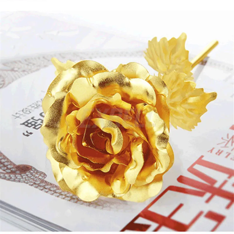 Rosa chapada en oro de 24 quilates a la moda, regalos creativos que duran para siempre, rosa para la boda del amante, Navidad, regalo del día de San Valentín, decoración del hogar, flor