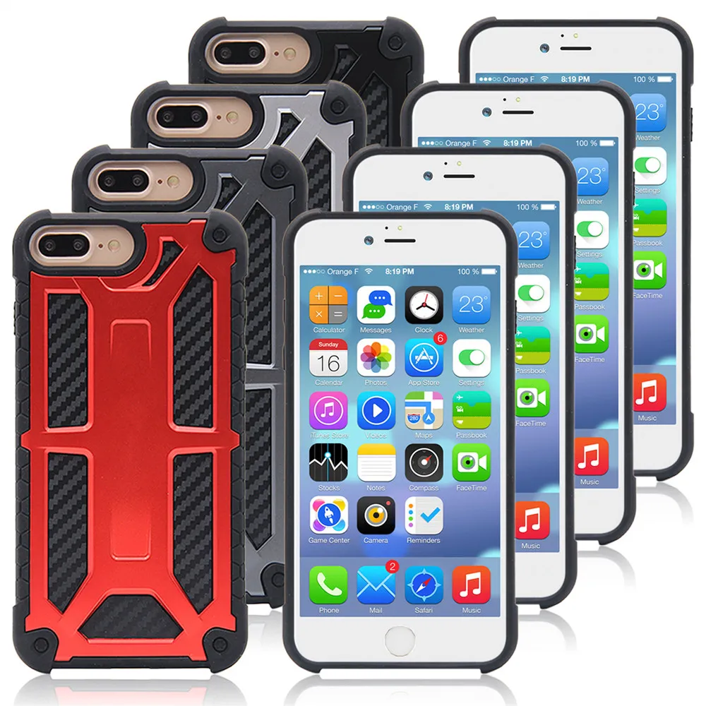 Monarch Carbon Fiber Case 5-lagige Schutzhülle für iPhone 7 8 für iPhone X Leder-Telefonhülle mit Box