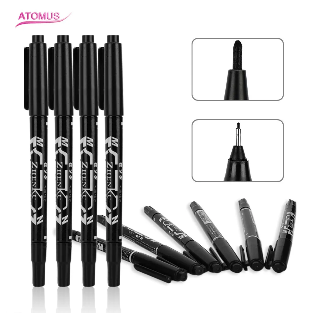 10 Stück Dual-Tips-Schablonenstift, Tattoo-Hautmarker, sortierter Tattoo-Markierungsstift, Dual-Tip-Marker, Piercing, Schwarz, Blau, Rot