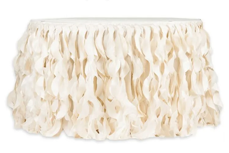 Nowe romantyczne tkaninowe marszczenia stołowe ręcznie robione dekoracje ślubne niestandardowe kość słoniowa białe organza ciasto marszczenie 287m